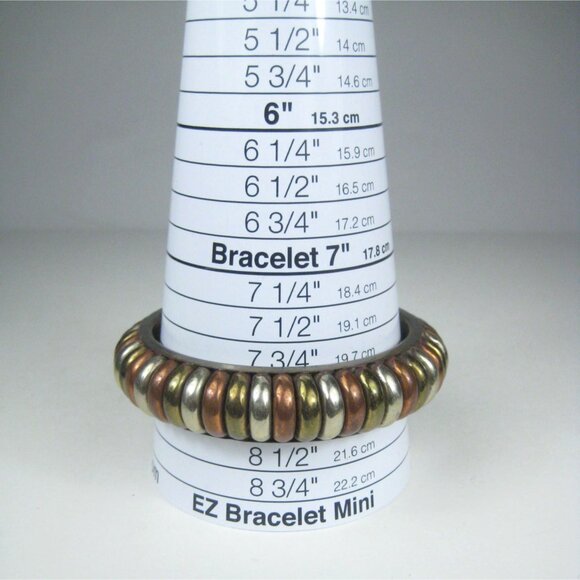 Mixed Metal Bangle Bracelet Brass Copper Silvertone 8 inch Dia - Picture 6 of 9